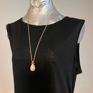 Gold Shell Pendant Long Necklace - Womens Jewelry